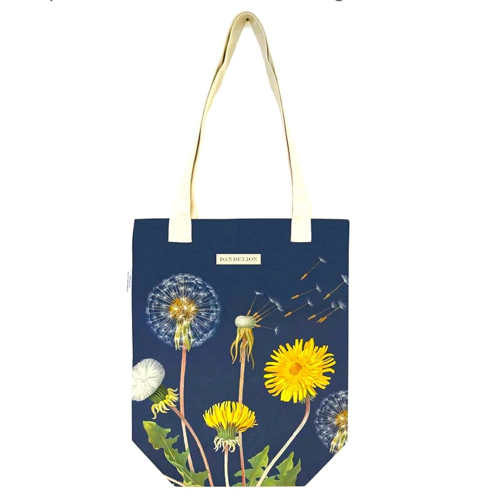 New with tags Cavallini Dandelion Vintage Tote vegan cotton canvas market bag